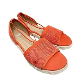 Eileen Fisher Sandals‎ Size 6 Magma Coral Stretch Knit Open Toe Espadrilles